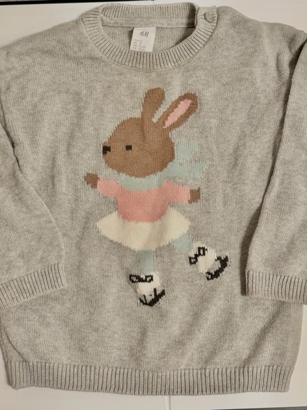 H&M Gray Kids Sweater with Bunny Skating Motif